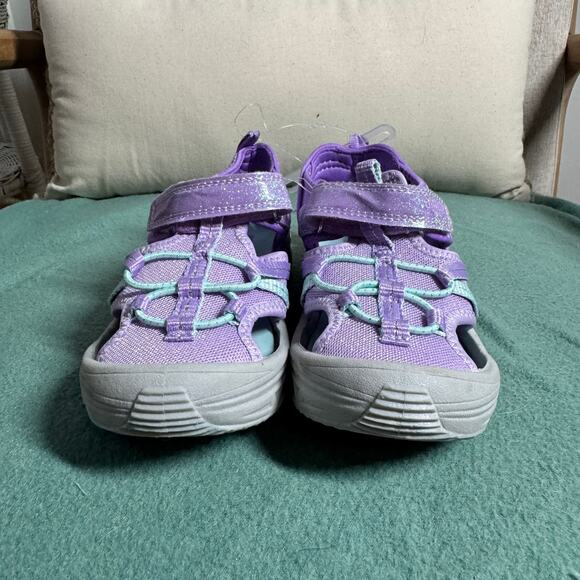 Oshkosh Sandals Toddler 12  Purple Glitter NWT Adjustable Machine Washable Play - Picture 7 of 8